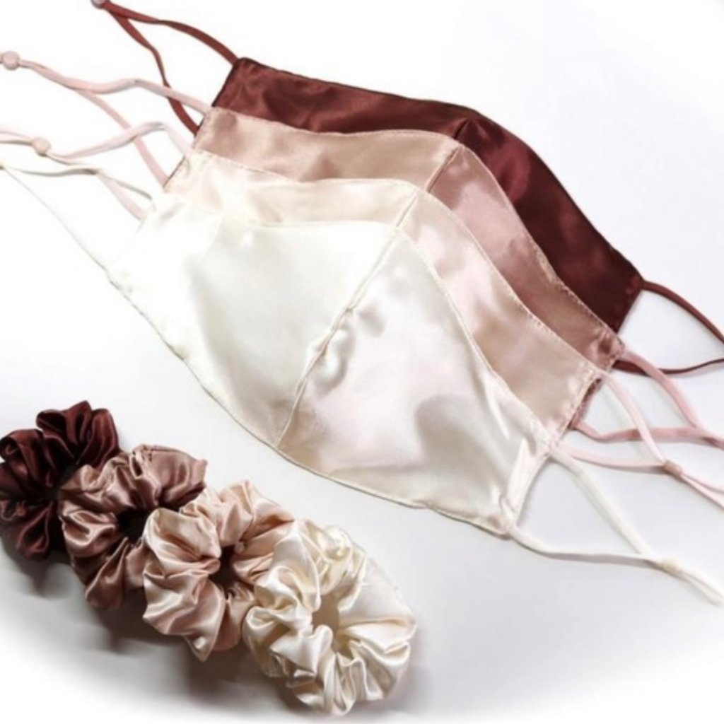 4pc Satin Face Masks  Scrunchies
